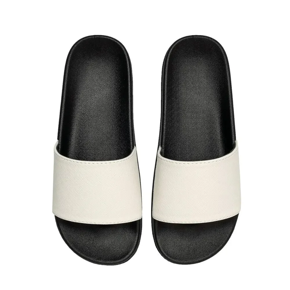 Minimalist Vegan Saffiano Leather Comfort Slides | Japanese Streetwear Sandals